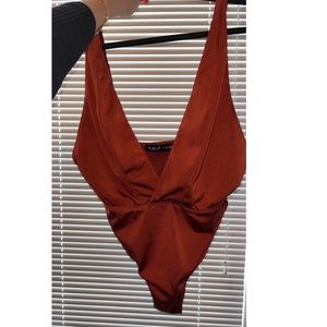 Urban Outfitters burgundy (orangy/red) plunge bodysuit